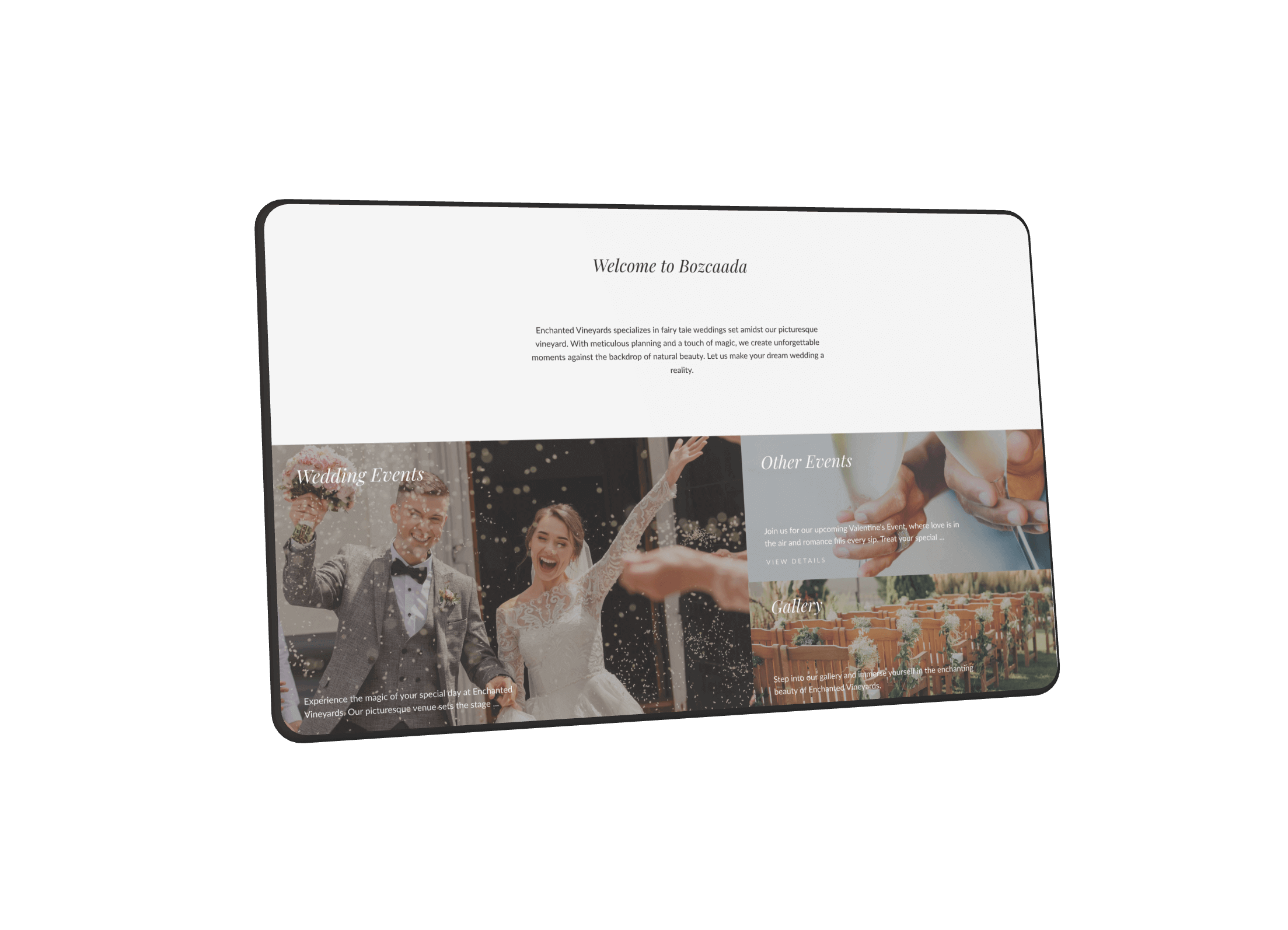 Bogcaada Wedding Winery website
